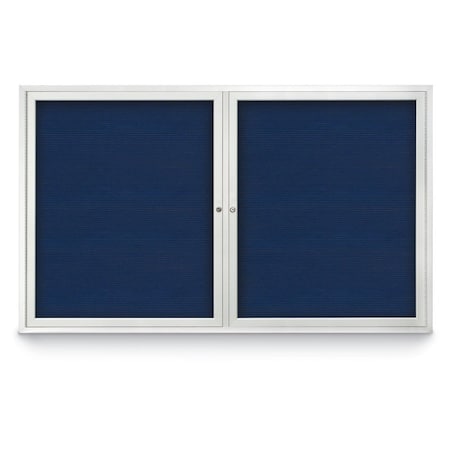 United Visual Products 96"x48" 2-Door Enclosed Outdoor Letterboard, Blue Felt/Satin UV1162DDD9648-SATIN-BLUE